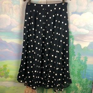 VINTAGE 1980s does 1950s sheer polka dot black n white full party skirt size 10